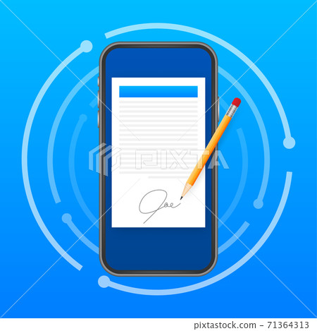 Electronic contract or digital signature concept. Vector stock illustration. 71364313