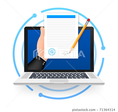 Electronic contract or digital signature concept. Vector stock illustration. 71364314