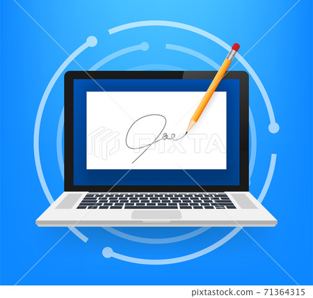 Electronic contract or digital signature concept. Vector stock illustration. 71364315