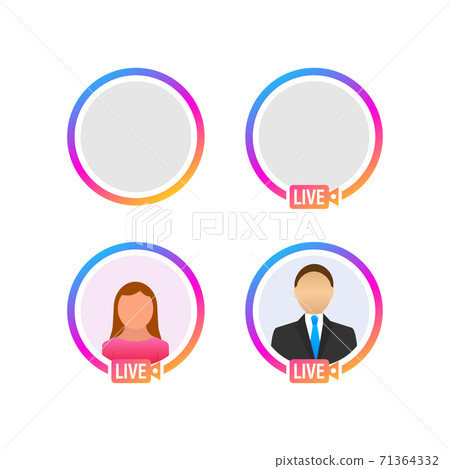 Social media icon avatar frame. Live stories user video streaming. Vector illustration. Social media icon avatar frame. Live stories user video streaming. Vector illustration. 71364332