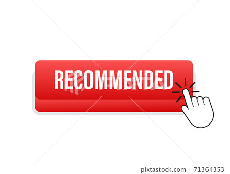 Recommend button. White label recommended on red background. Vector stock illustration. 71364353