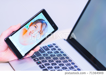 Face recognition security eKYC DX [Image of digitization of authentication] 71364949