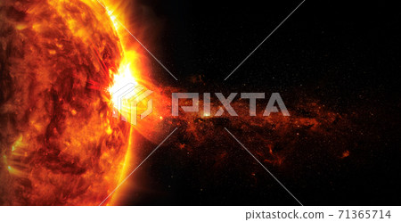 Sun on space background. Elements of this image furnished by NASA. 71365714