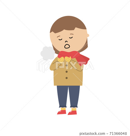 Illustration of a girl exhaling white - Stock Illustration [71366048 ...