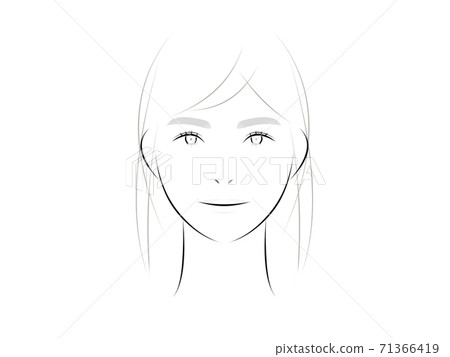 Real face female monochrome line 71366419