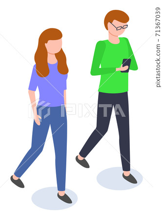 Friends Going and Communicating with Phone Vector Friends Going and Communicating with Phone Vector 71367039