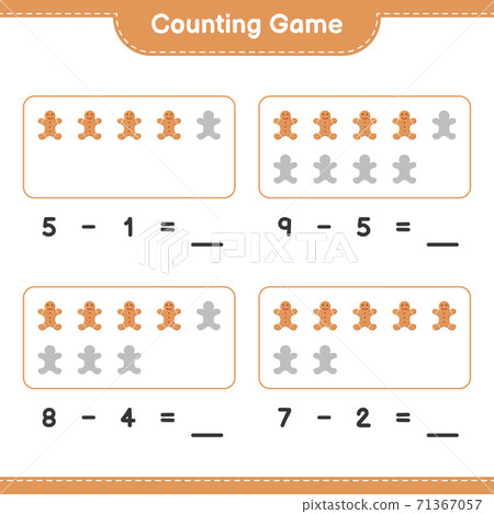 Counting game, count the number of Gingerbread Man and write the result. Educational children game, printable worksheet, vector illustration Counting game, count the number of Gingerbread Man and write the result. Educational children game, printable worksheet, vector illustration 71367057
