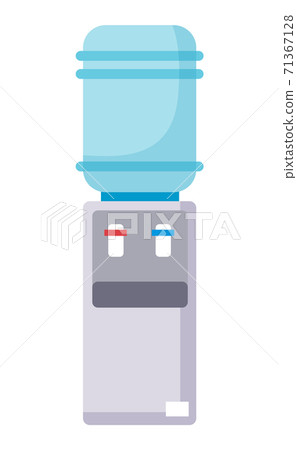 Water plastic cooler flat vector icon. Gray water cooler with blue full bottle on white background Water plastic cooler flat vector icon. Gray water cooler with blue full bottle on white background 71367128