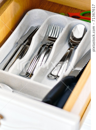 Kitchen drawer with flatware close up view Kitchen drawer with flatware close up view 71367617