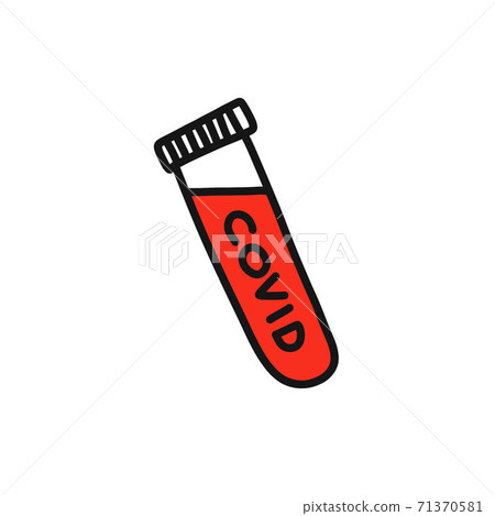 covid blood test doodle icon, vector color illustration 71370581