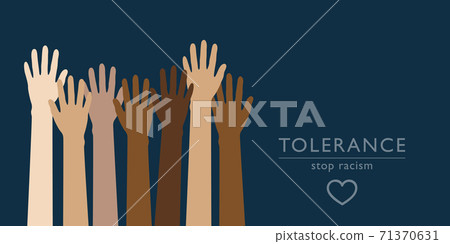 raised human hands respect and tolerance concept 71370631