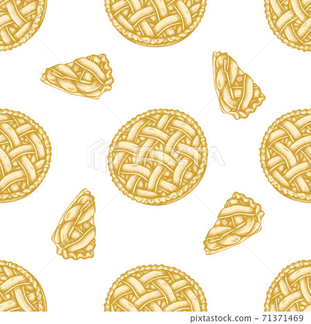 Seamless pattern with hand drawn pastel apple pie 71371469