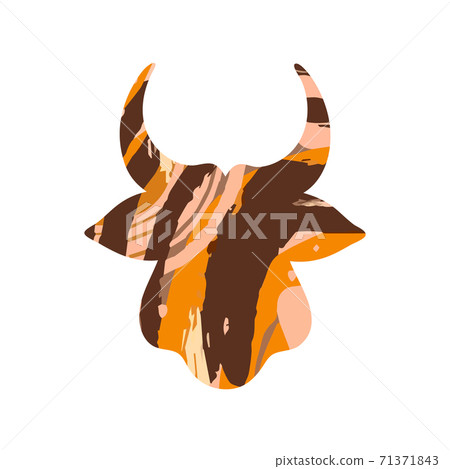 The head of a horned bull in an abstract style The head of a horned bull in an abstract style 71371843