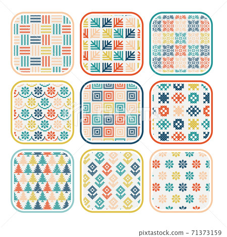Geometric pattern pattern pattern set rounded square Geometric pattern pattern pattern set rounded square 71373159