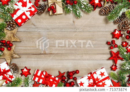 Christmas ornaments gift boxes decorations background Christmas ornaments gift boxes decorations background 71373874