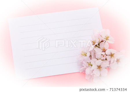 Letter paper and cherry blossoms oval blur 71374334