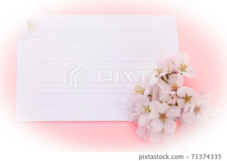 Letter paper and cherry blossoms oval blur 71374335