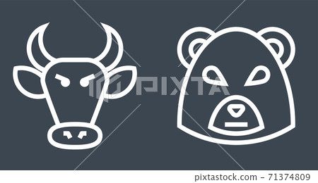 Stock Market Bulls and Bears Thin Line Vector Icon 71374809