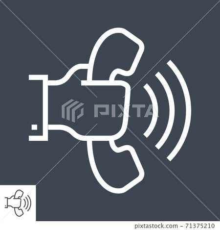 Hand with Phone Thin Line Vector Icon. - Stock Illustration [71375210 ...