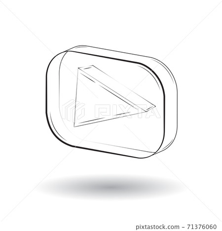 stylish 3D play button hand drawn in glass frame 71376060