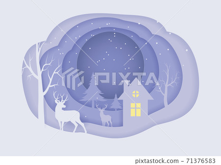 Marry christmas with Deer and santa claus driving in a sleigh with snow in the winter season. Marry christmas with Deer and santa claus driving in a sleigh with snow in the winter season. 71376583