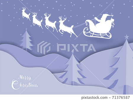Marry christmas with Deer and santa claus driving in a sleigh with snow in the winter season. Marry christmas with Deer and santa claus driving in a sleigh with snow in the winter season. 71376587