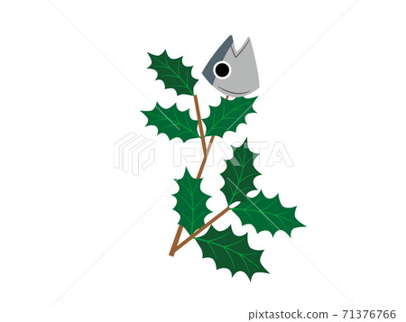 Sardine head setsubun decoration on a sardine branch 71376766