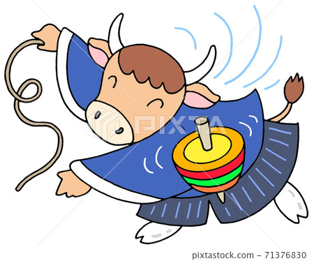 Illustration of New Year's card, spinning top Illustration of New Year's card, spinning top 71376830