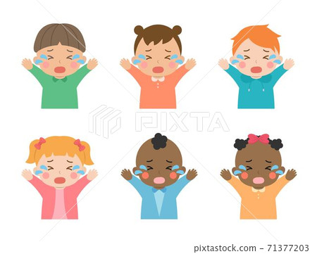 Cute children's daily illustration set, different races with skin color, crying, noisy, pain, cartoon comic vector illustration, combination, isolated Cute children's daily illustration set, different races with skin color, crying, noisy, pain, cartoon comic vector illustration, combination, isolated 71377203