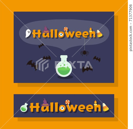 Halloween ghost poster set, card flat design, cartoon comic vector illustration 71377906