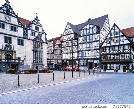 German city hall and half-timbered houses German city hall and half-timbered houses 71377942