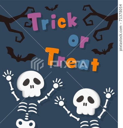 萬聖節骷髏蝙蝠海報,卡片平面設計,卡通漫畫向量插畫 萬聖節骷髏蝙蝠海報,卡片平面設計,卡通漫畫向量插畫 71378054
