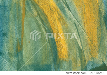 Green and yellow hand drawn watercolour painting. 71378246