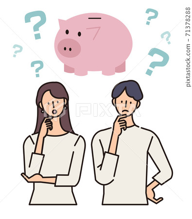Piggy bank and family illustrations Questions about money Piggy bank and family illustrations Questions about money 71378288