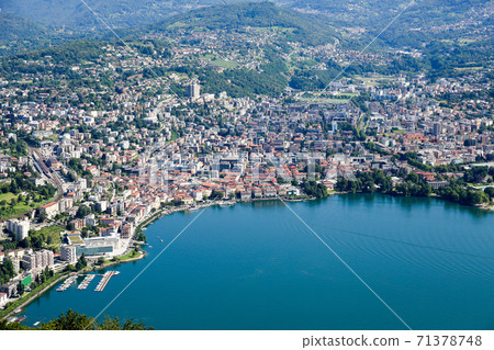 View of Lugano from Mount San Salvatore, Lugano, Switzerland View of Lugano from Mount San Salvatore, Lugano, Switzerland 71378748