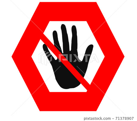 Red hand stop sign STOP 71378907
