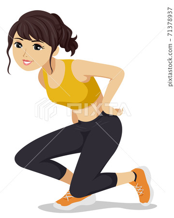 Teen Girl Animal Exercise Duck Walk Illustration Stock Illustration 71378937 Pixta