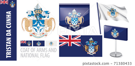 Vector set of the coat of arms and national flag of Tristan da Cunha Vector set of the coat of arms and national flag of Tristan da Cunha 71380433