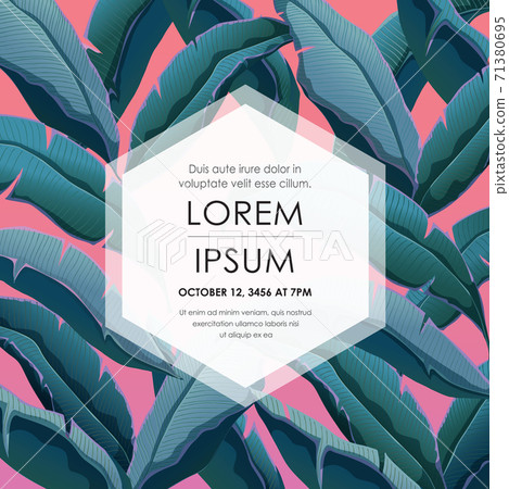 Vector illustration of tropical leaves in summer for Wedding, anniversary, birthday and party.  Design for cards, party invitation, Print, Frame Clip Art and Business Advertisement and Promotion 71380695