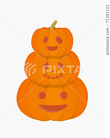 Three Pumpkin Faces Stacked On Each Other Stock Illustration