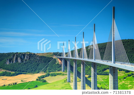 Amazing famous viaduct of Millau, Aveyron region, France, Europe Amazing famous viaduct of Millau, Aveyron region, France, Europe 71381378