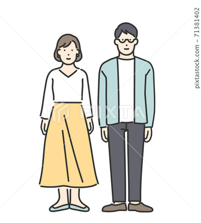 對年輕的夫婦全身插圖素材 對年輕的夫婦全身插圖素材 71381402