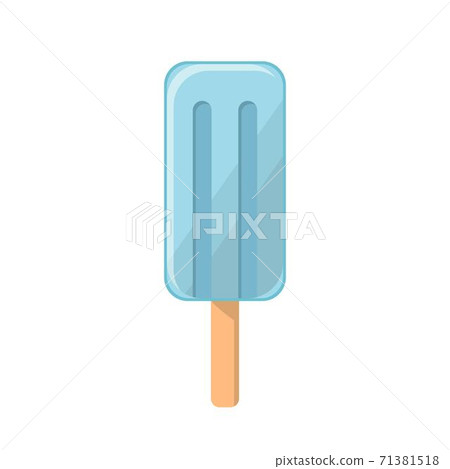 Soda-flavored blue popsicle with popsicle stick, cartoon comic illustration 71381518