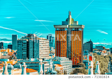 Panoramic view from above on the capital of Spain- the city of M Panoramic view from above on the capital of Spain- the city of M 71381614
