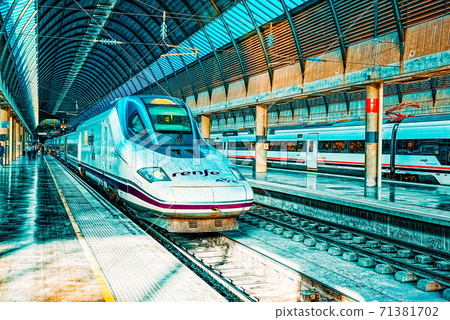 Modern hi-speed passenger train of Spanish railways company-Renf Modern hi-speed passenger train of Spanish railways company-Renf 71381702