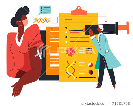 Testing vaccine from disease, doc giving shot Testing vaccine from disease, doc giving shot 71381708