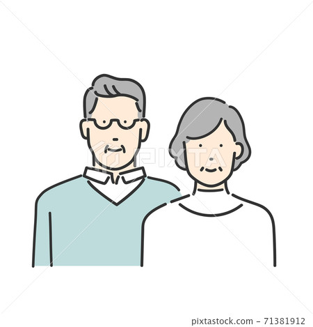 年長一代夫婦上半身插畫素材 年長一代夫婦上半身插畫素材 71381912