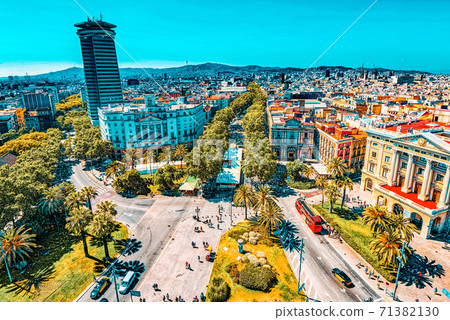 Panorama on Barcelona from Columbus monument. Military Governmen 71382130