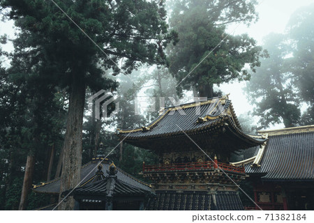 日光東照宮(神社社)在一個霧天被霧包圍 日光東照宮(神社社)在一個霧天被霧包圍 71382184