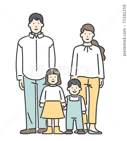 有小孩和年幼家庭的全身插圖素材 有小孩和年幼家庭的全身插圖素材 71382259